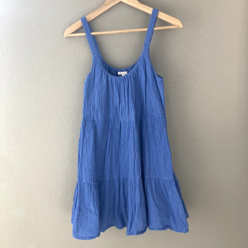 Z Supply Danny Gauze Mini Tank Dress Pacific Blue Medium - Picture 2 of 6